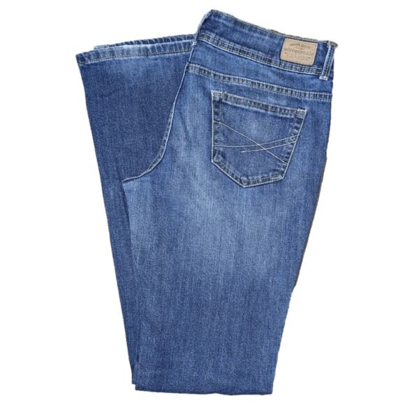 Aeropostale Hailey flare stone washed blue jeans size 9/10 long low rise - Picture 1 of 7
